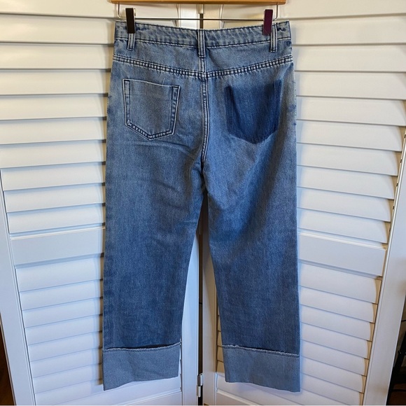 Caara High Rise Straight Leg Two Tone Cuffed Jeans Size 25 - Picture 3 of 4